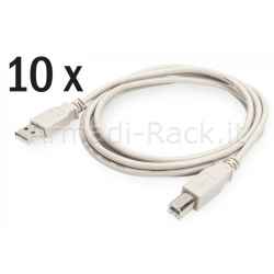 Confezione 10 Cavi USB 2.0 A-B Maschio/Maschio Mt. 1,8 Colore Grigio
