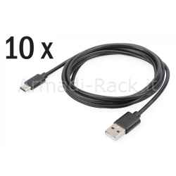 Confezione 10 Cavi USB 2.0 Tipo-C - a 1.8 Mt, 3A, 480Mb Colore nero