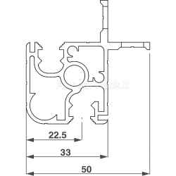 Profilo per montaggio porta esterna in armadio larghezza 551, h=36U