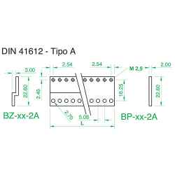 Barra piana tipo 'A' per connettori DIN 41612 x profilo PPL, varie misure