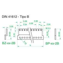 Barra piana tipo 'B' per connettori 41612 x profilo PPL, varie lunghezze