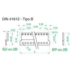 Barra piana tipo 'B' per connettori 41612 x profilo PPL, varie lunghezze