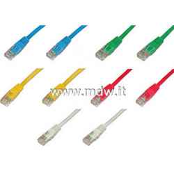 Confezione 50 patch cords cat5e UTP in 5 colori di lunghezza metri 0,5