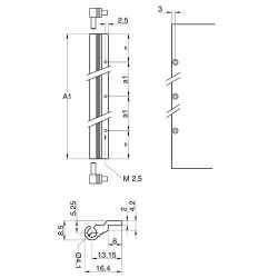 Cerniera frontale girevole per subracks altezza 5U