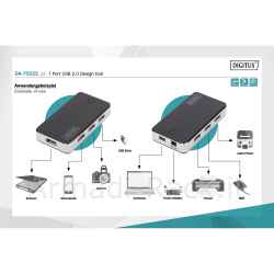 Hub usb 2.0 con 7 porte con alimentatore esterno colore argento-nero