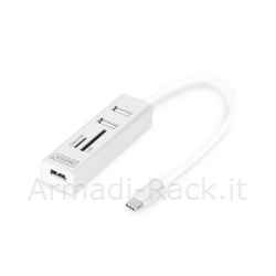 hub otg 3 porte tipo "c" usb 2.0 con lettore di schede