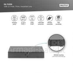 Digitus hub usb 3.0, 7 porte, industrial line