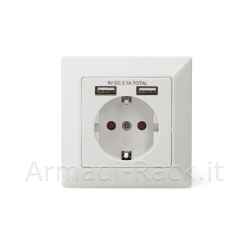 Presa a muro Shuko con 2 Prese USB 5 Volt 2,1A