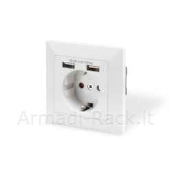 Presa a muro Shuko con 2 Prese USB 5 Volt 2,1A