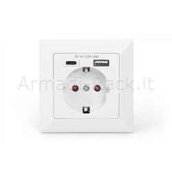 presa di sicurezza da incasso con 1 usb type-c™, 1 usb a