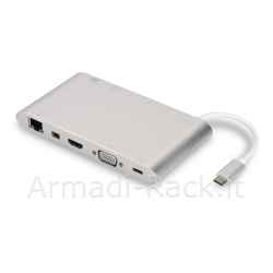 Docking Station USB Tipo C con USB 3.1 Tipo C, HDMI 4K, Minidp, Vga, 1 x USB 3.1, 3X Usb3.0, Rj45, Microsd, Sd/Mmc