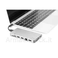 Docking Station 8 Porte Hdmi, Vga, 2Xusb-C, 3Xusb 3.0, Rj45, Lettore Card - Connettore USB Tipo C