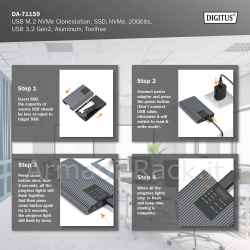 Digitus usb m.2 nvme clonestation, ssd, nvme, 20gbit, usb 3.2 gen2, alluminio, senza attrezzi
