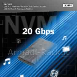 Digitus usb m.2 nvme clonestation, ssd, nvme, 20gbit, usb 3.2 gen2, alluminio, senza attrezzi
