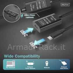Cavo di prolunga attivo usb 3.2 gen1 5g, usb-c - usb-c, 10 mt