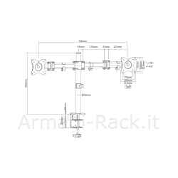 Supporto da tavolo per due schermi led/lcd con morsa