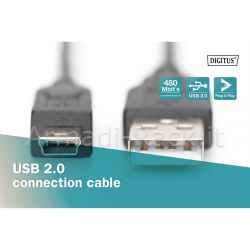 Cavo di collegamento usb 2.0, tipo a su mini b