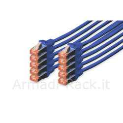 confezione 10 cavi cat 6 schermati s/ftp mt 0,25 colore blu