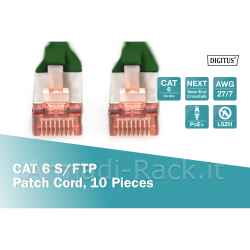 confezione 10 cavi cat 6 schermati s/ftp mt 0,25 colore verde