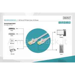 Cavo patch cat 6a s/ftp, 10 pezzi lunghezza 1 mt. colore grigio