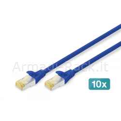 Cavo patch cat 6a s/ftp, 10 pezzi lunghezza 1 mt. colore blu