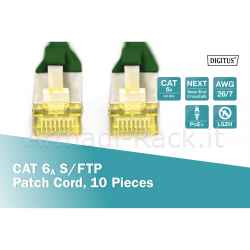 Cavo patch cat 6a s/ftp, 10 pezzi lunghezza 1 mt. colore verde