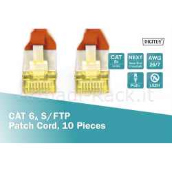 Cavo patch cat 6a s/ftp, 10 pezzi vt. colore rosso