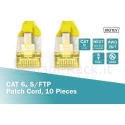 Cavo patch cat 6a s/ftp, 10 pezzi lunghezza 1 mt. colore giallo