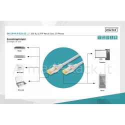 Cavo patch cat 6a s/ftp, 10 pezzi lunghezza 2 mt. colore grigio