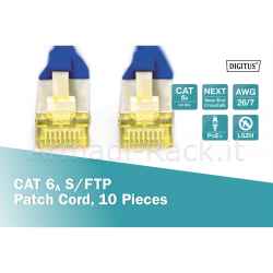 Cavo patch cat 6a s/ftp, 10 pezzi lunghezza 3 mt. colore blu