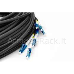Cavo breakout universale in fibra ottica dotato di terminali, multimode om4, 8 fibre, lc/upc - lc/upc 50 mt. colore nero