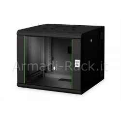 Armadio 9 unità rack 19" da muro (l) 600 x (p) 600 mm. con doppia sezione nero RAL9005