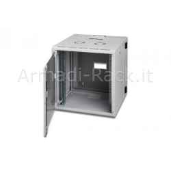 Armadio rack 12 unità da muro linea soho (a) 643 x (l) 600 x (p) 600 mm. con doppia sezione colore grigio chiaro ral 7035
