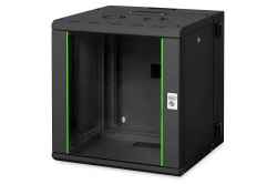 Armadio rack 12 unità da muro linea soho (a) 643 x (l) 600 x (p) 600 mm. con doppia sezione colore nero ral 9005
