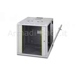 Armadio rack 16 unità da muro linea soho (a) 820 x (l) 600 x (p) 600 mm. con doppia sezione colore grigio chiaro ral 7035