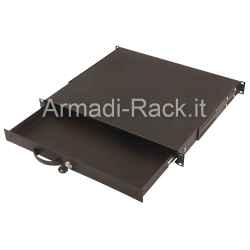 Portatastiera Estraibile con Maniglia E Chiusura a Chiave per Armadi Rack 19 Nero Ral9005 Misure Mm. 482X44X400 (Dn-19 Key-1U-Sw)