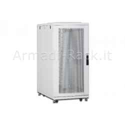 Armadio Rack 19" 26 Unita' Linea Server (A)1342 x (L)600 (P)1000Mm. Colore Grigio Chiaro con Porta Traforata E Ruote