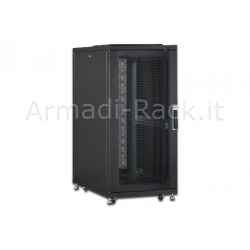 Armadio rack 26 unita' per server misure mm. (a)1300 x (l)600 x (p)1000 colore nero ral 9005 con ruote