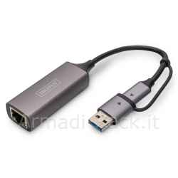 Digitus adattatore gigabit ethernet usb type-c™ 2.5g, usb-c™ + usb a (usb3.1/3.0)