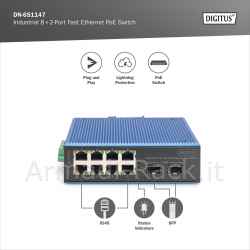 Switch fast ethernet poe industriale a 8+2 porte