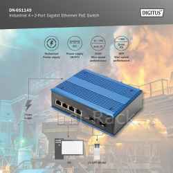 Switch gigabit ethernet poe a 4+2 porte industriale