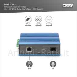 Digitus 10/100/1000base-tx (poe) a 1000base-fx media converter industriale