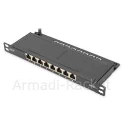 Pannello patch cat 6a schermato 8 porte 0,5u 10 colore nero
