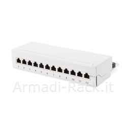 pannello patch desktop per reti cat 6a classe ea 12 porte colore grigio