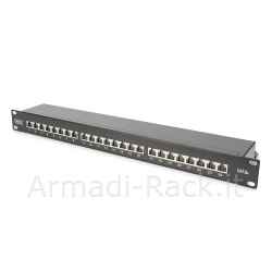 Pannello Patch 19" Categoria 6A Schermato 24 Porte 8 Poli Rj45 nero