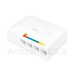 Box fttx per adattatori fibra ottica 4 x sc sx, lc dx