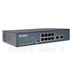 Switch 8 Porte Fast Ethernet Poe 120 Watt con 2 Porte Uplink