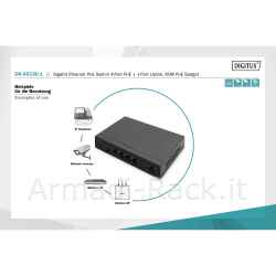 Digitus switch 4 porte gigabit poe unmanaged, 1 uplink