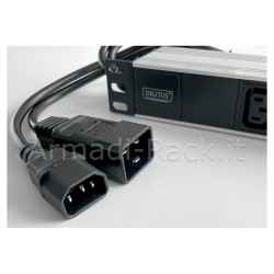 Multiple socket outlet with aluminium profile, 4x c13, 4x c14, 2x 16a plug, open end