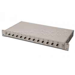 Pannello estraibile 19 per fibra ottica con 12 connettori st om2